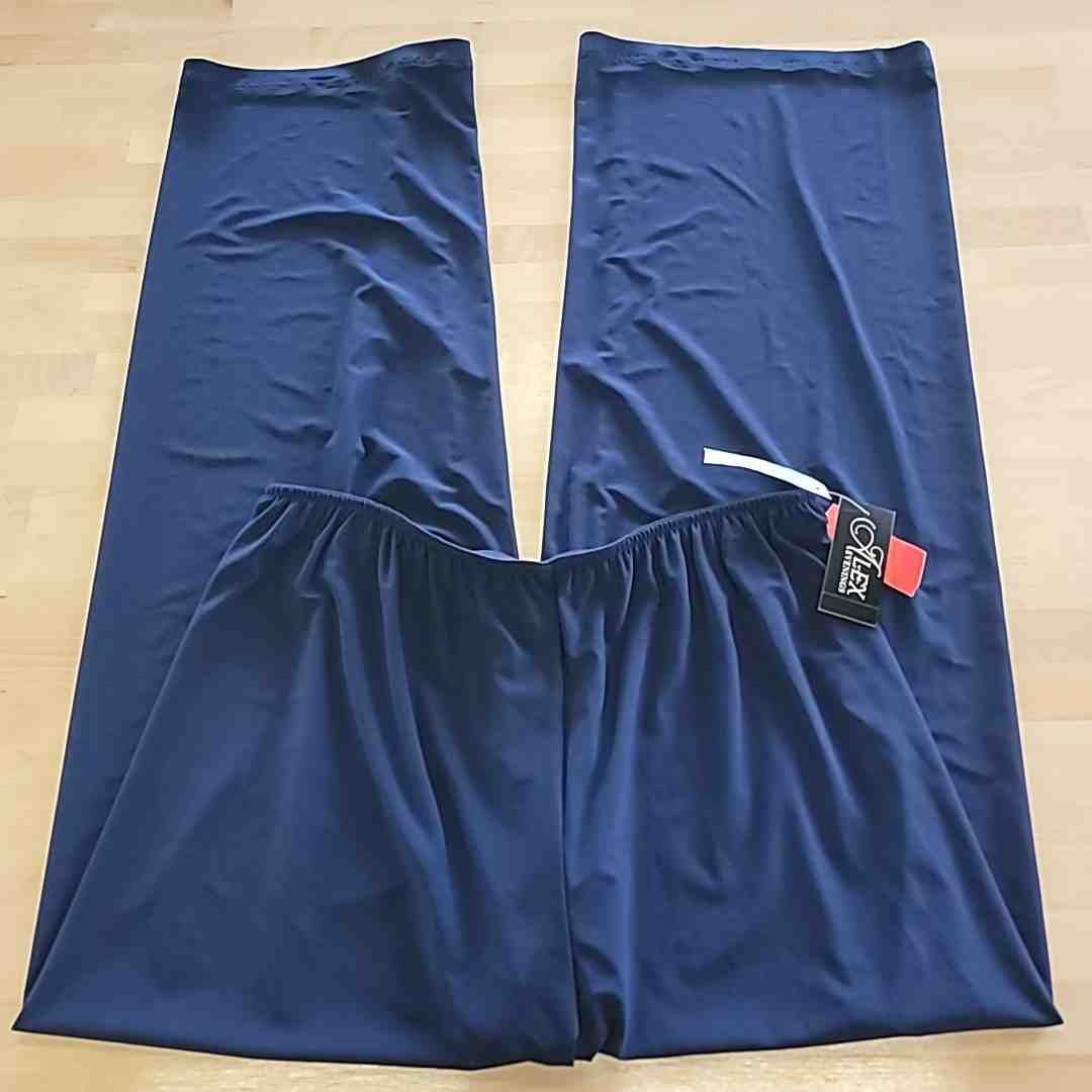 Alex Eveinings Size XL Blue Matte Jersey Straight Leg Pants NWT