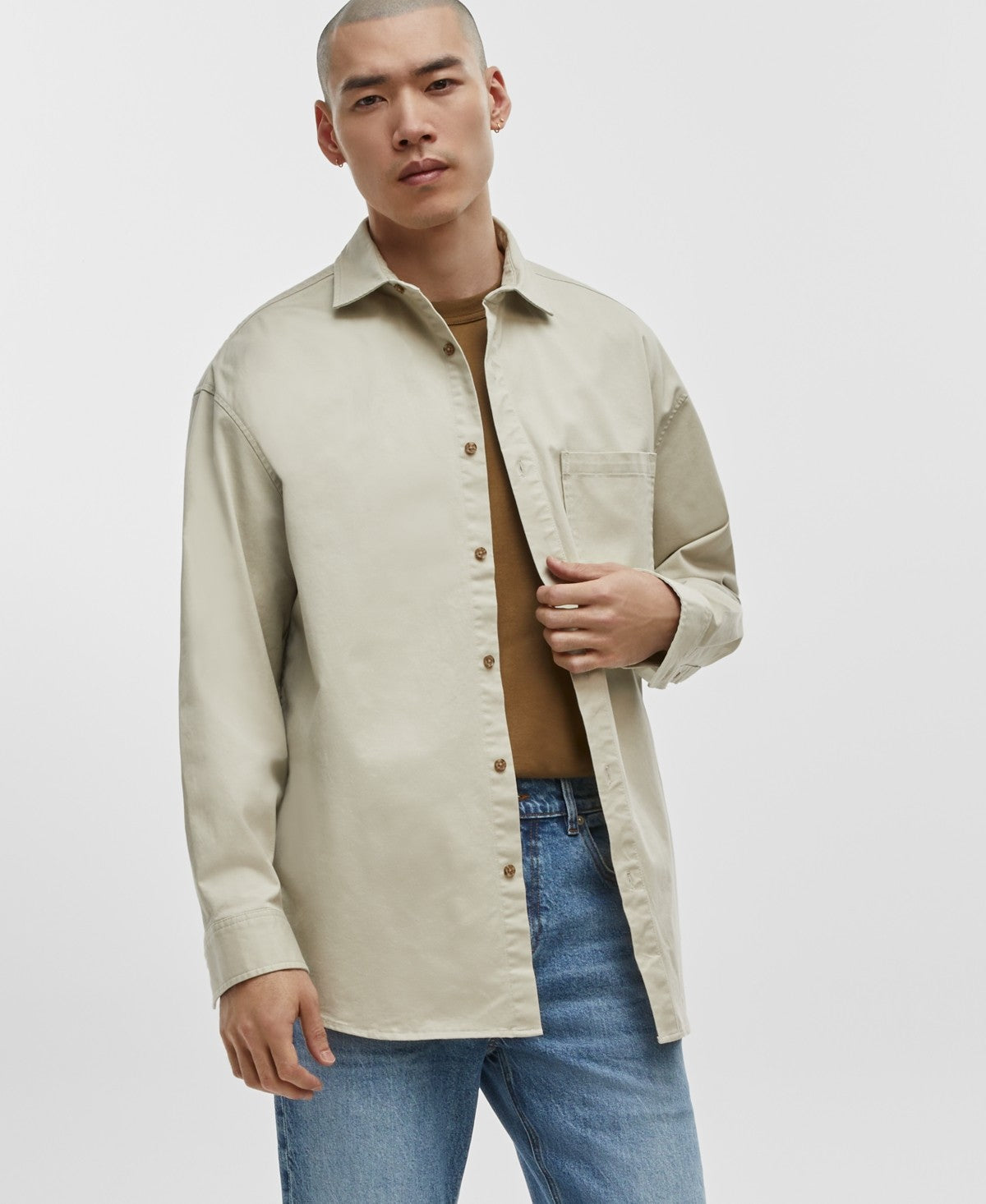 Mode of One Men's Relaxed-Fit Button-Down Twill Shirt - Dark - XXL