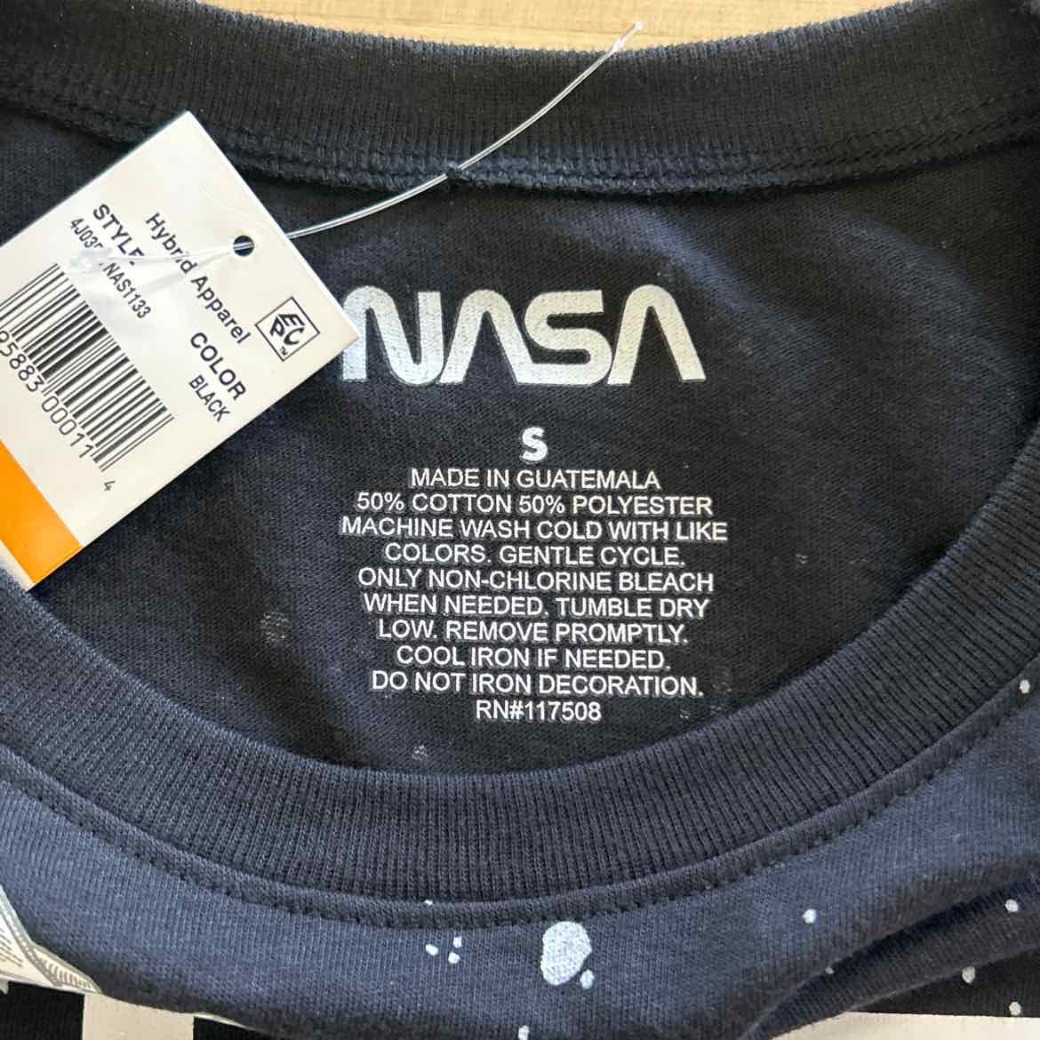 Nasa Size S Black T-shirt