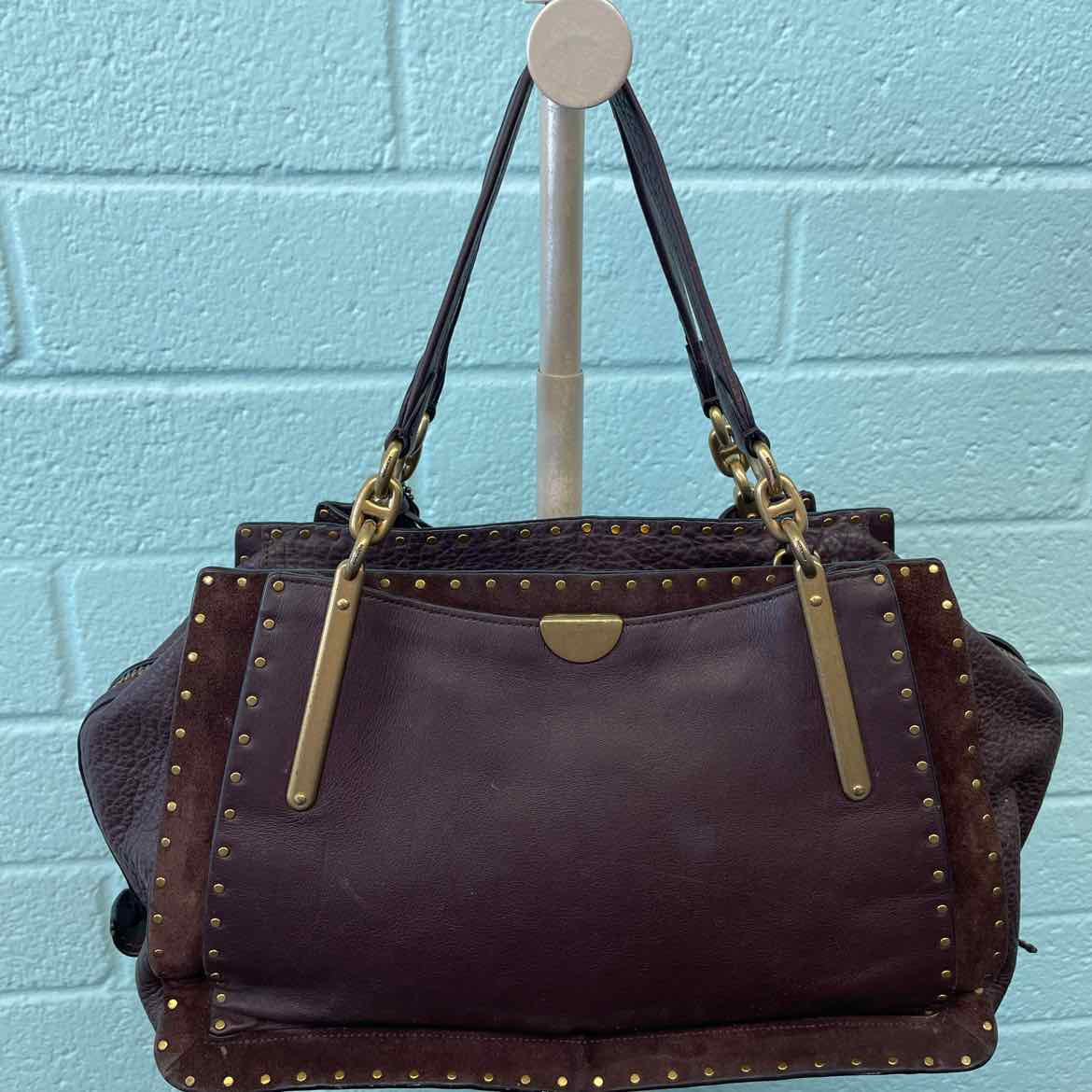 Coach Brown Boarder Rivets Dreamer 36 Lrg Satchel
