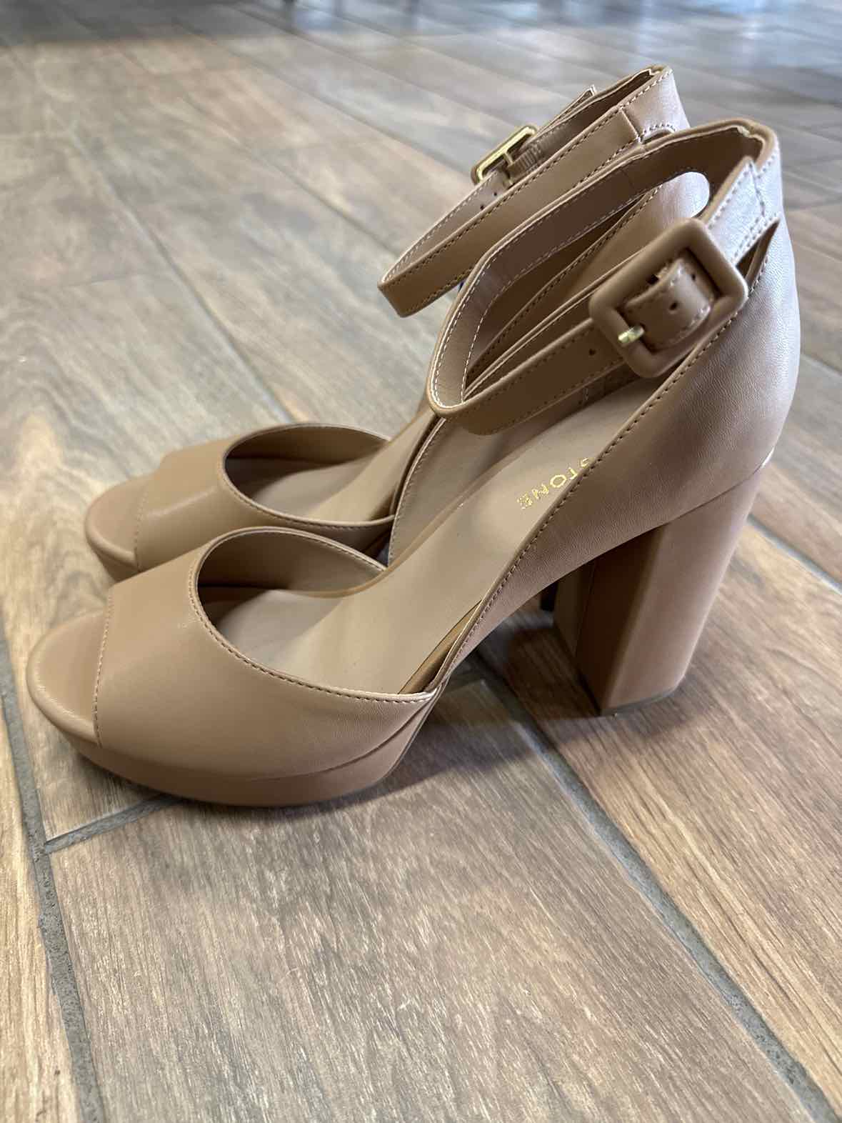 Sun Stone Reemaa Block-Heel Platform San Nude 12M