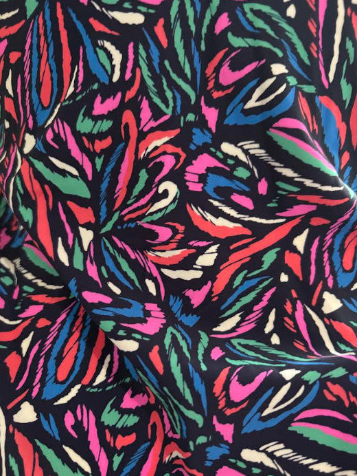 Island Escape Size 6 Abstract Tankini Swim Top, Black / Multi