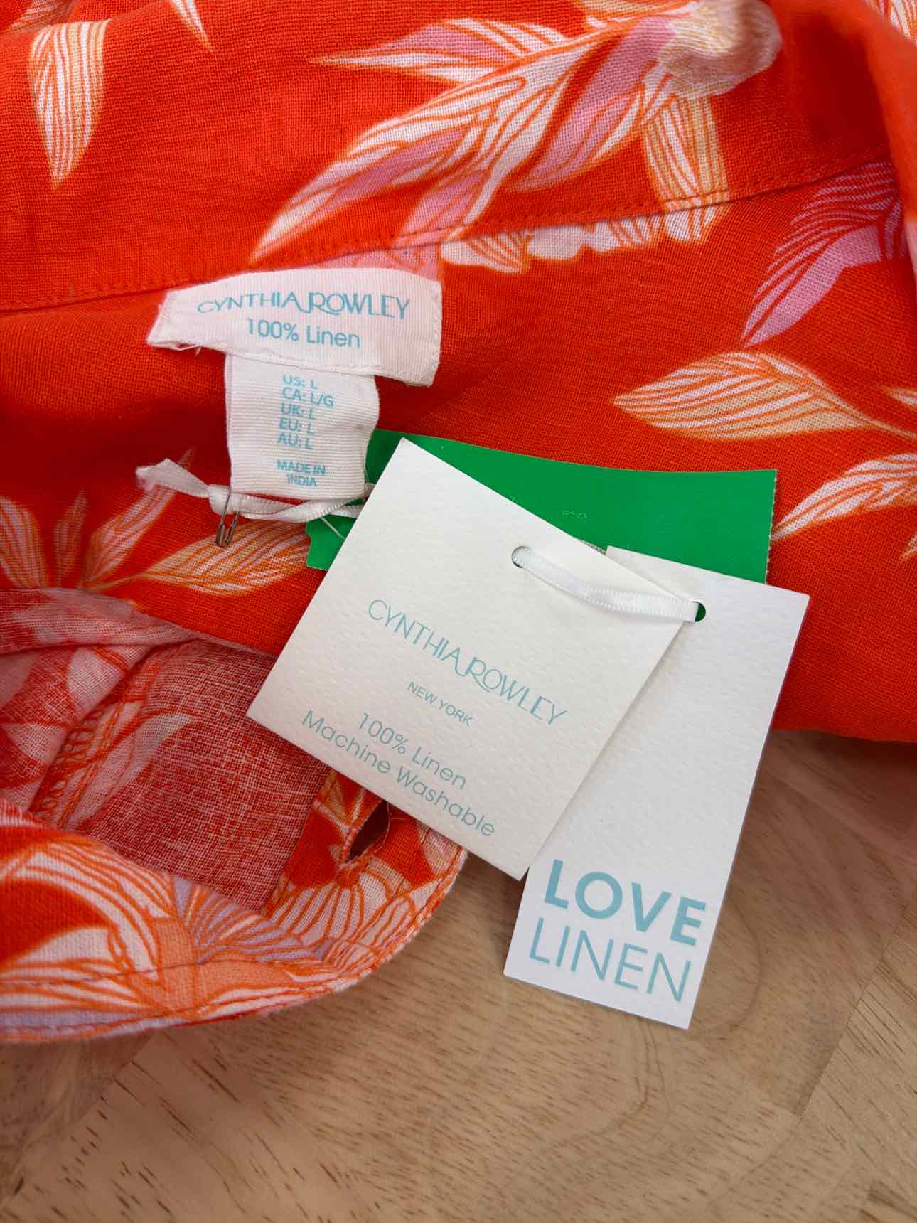 Cynthia Rowley Size L Orange Linen Jacket