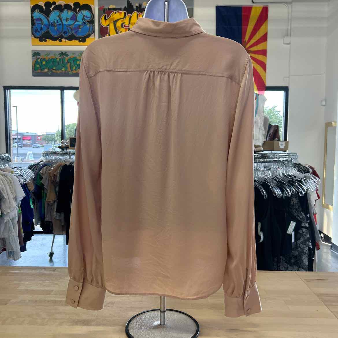 Frame Size L Pink Silk Preloved Button Down LS