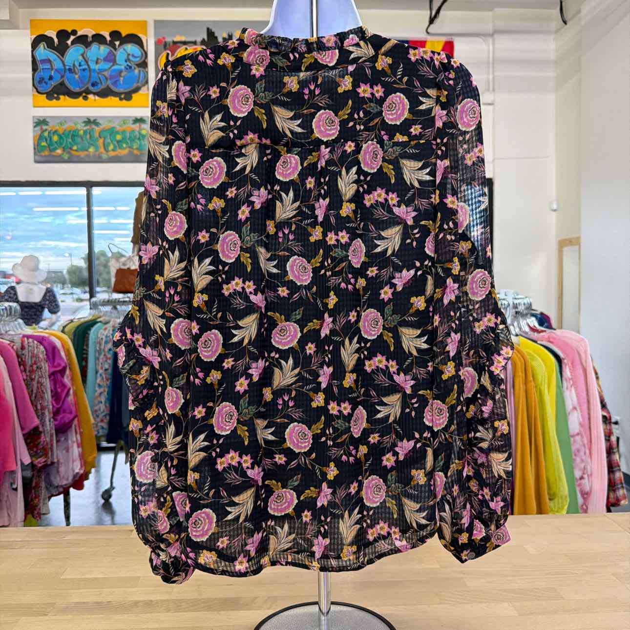 Loft Size S Black Sheer Preloved Blouse