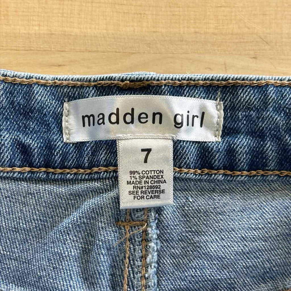 Madden Girl Juniors' Super High Rise Distressed 90s Wide Leg Jeans - Light Wash
