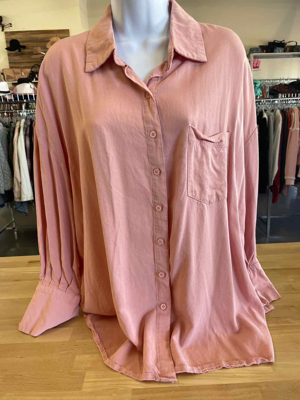 Bighit Size L Pink Button Down Shirt