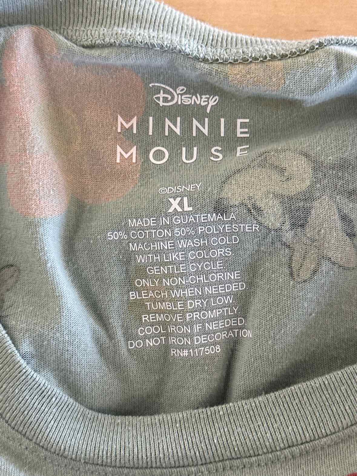Disney Size XL Green Minnie Mouse Print T-shirt