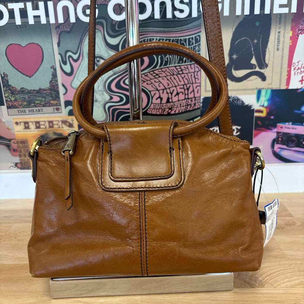 Hobo Brown Polished Leather Preloved Handbag