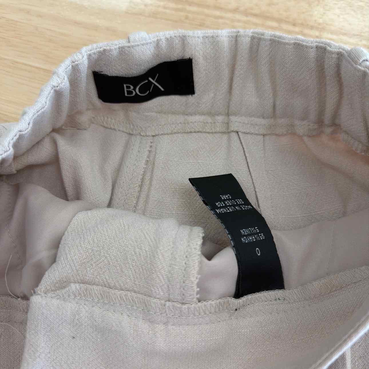 BCX Size 0 Pleat-Front Mid-Rise Wide-Leg Pants - Sand