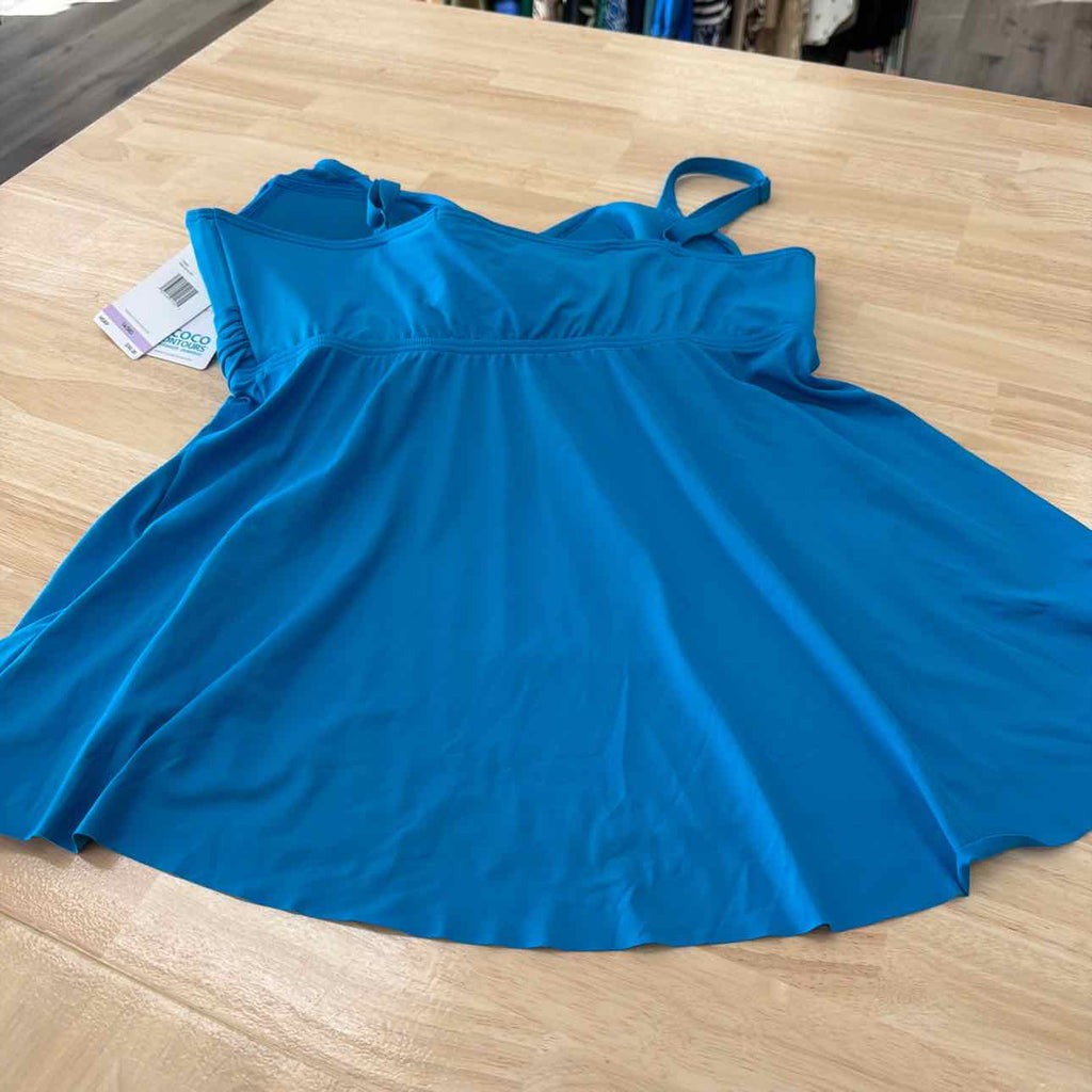 coco contours 38D blue swimsuit top