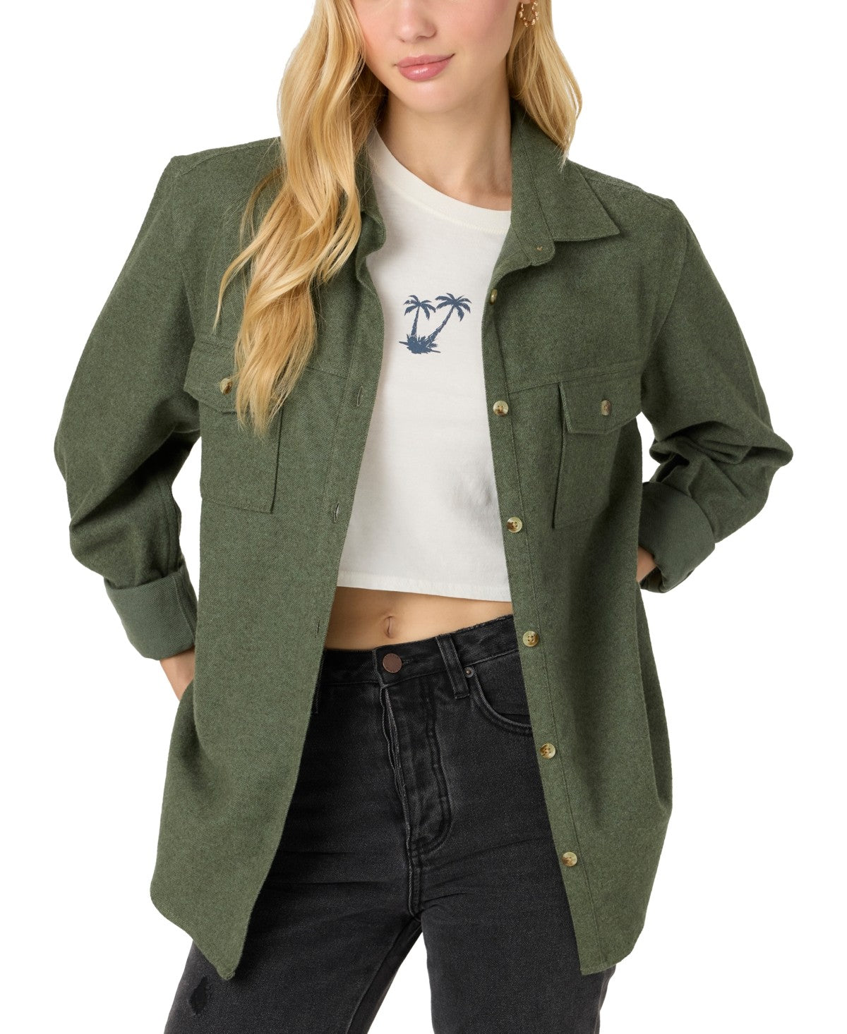 Oneill Size XL Green New Button Down LS