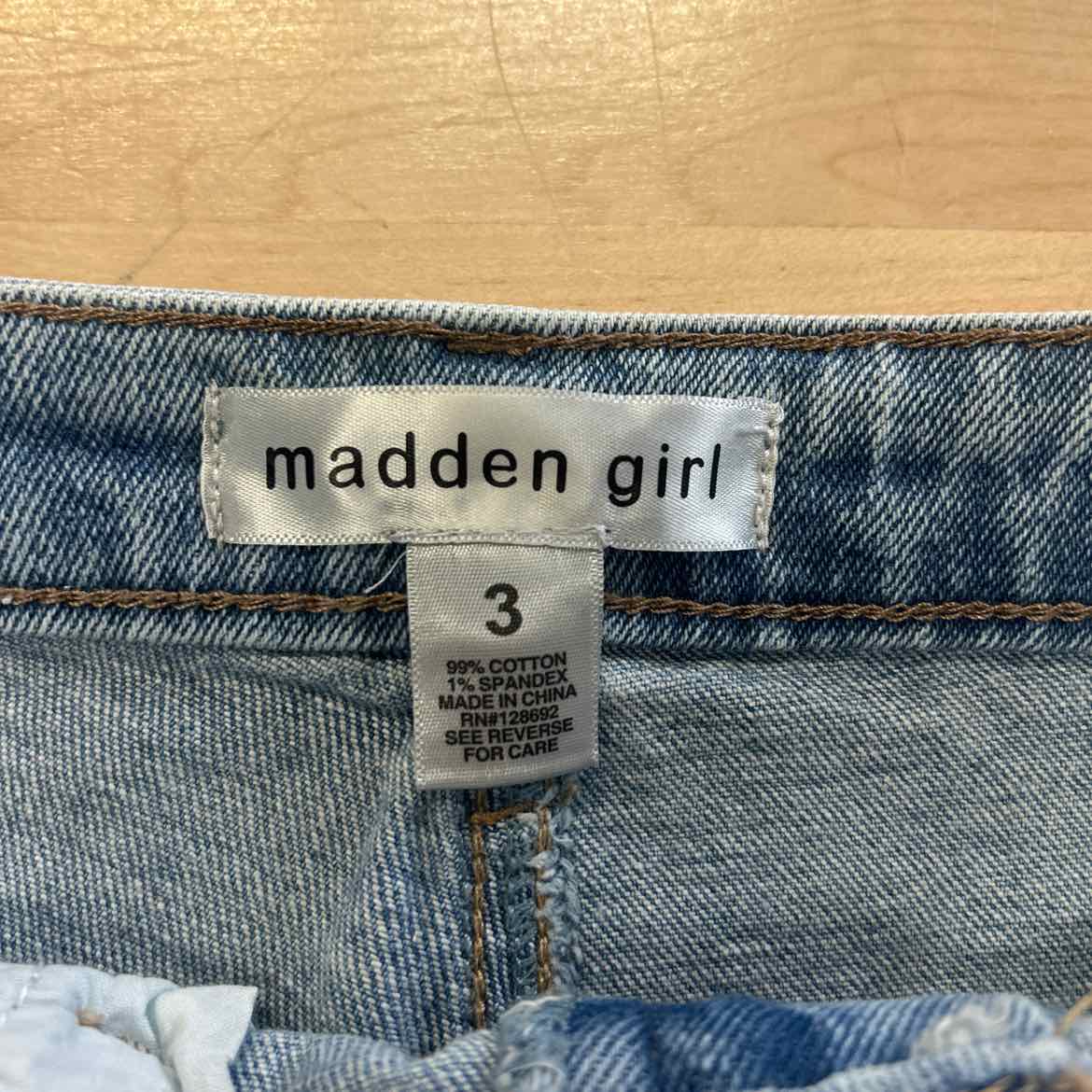 Madden Girl Juniors' Festival High-Rise Distressed Shorts - Light Wash - 3