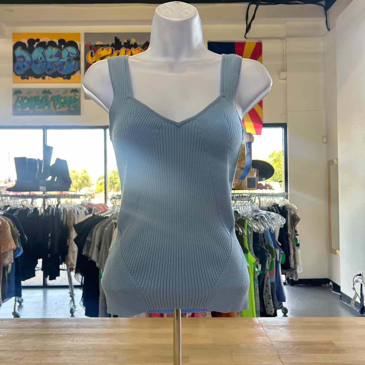 Halogen Size XS Blue Knit Preloved Tank