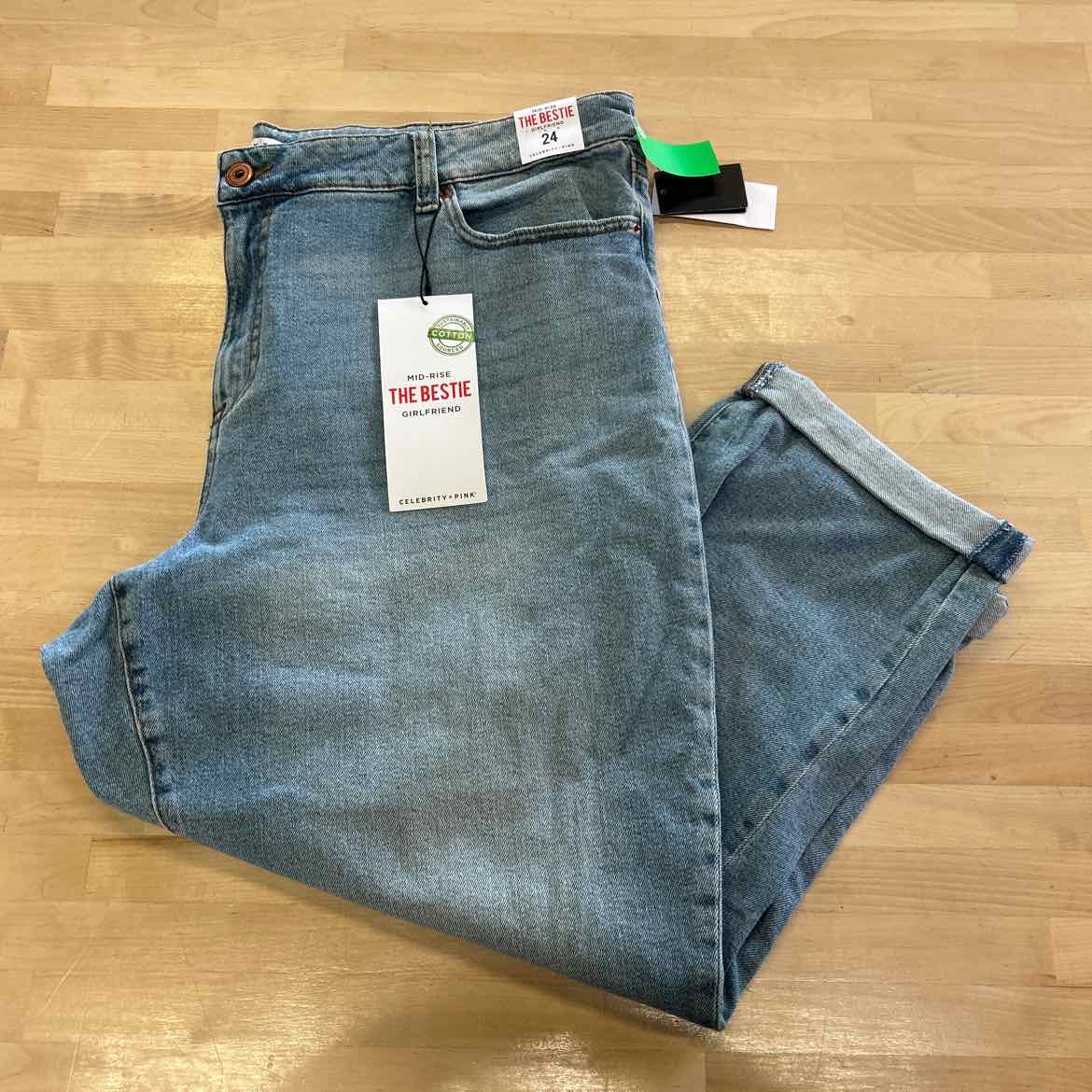 Celebrity Pink Trendy Plus Size Cuffed Girlfriend Jeans - Tide Pool