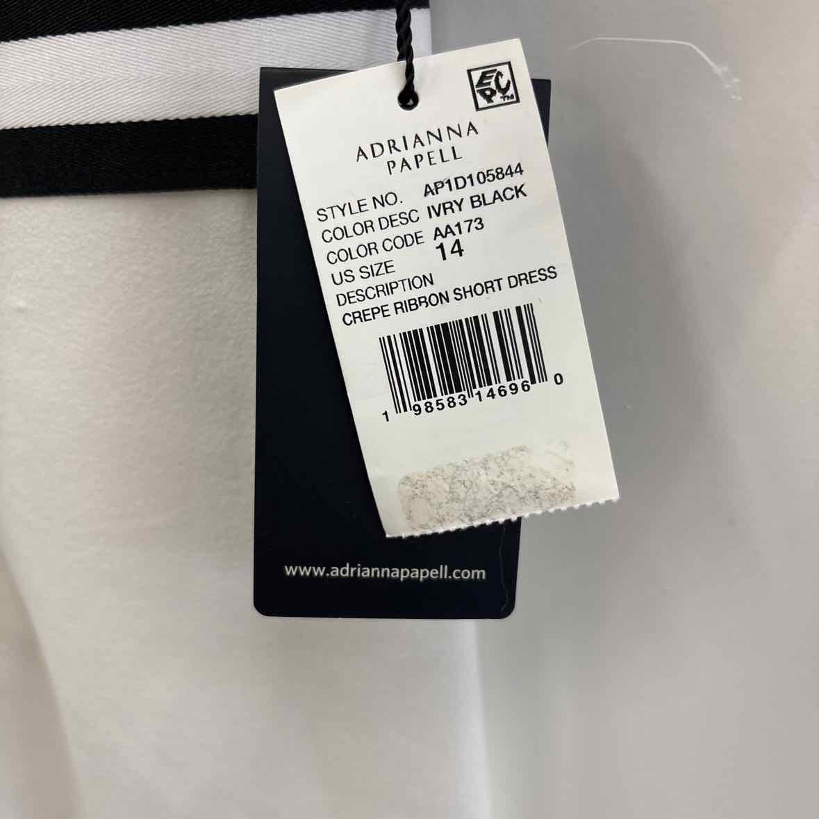 Adrianna Papell Size 14 White & Black New Dress