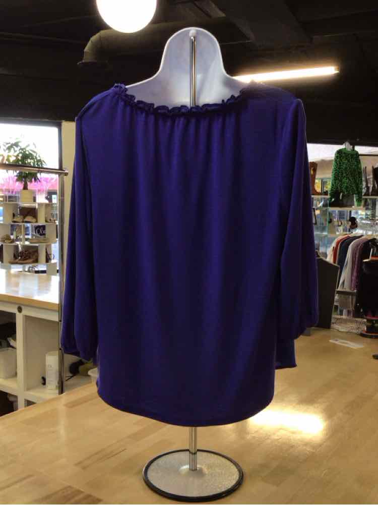 Chico's Size 0 (S) Blue Preloved Blouse LS