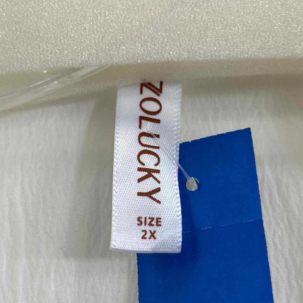 ZoLucky Size 2X White Preloved Button Down LS