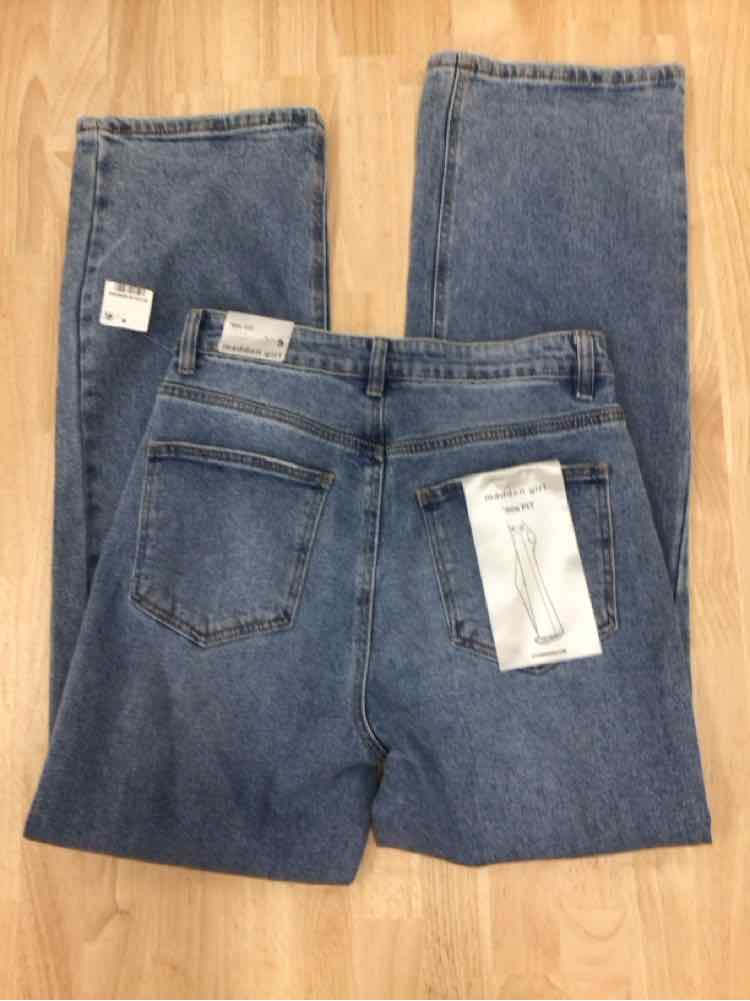 Madden Girl Size 5 Super High Rise Distressed 90s Wide Leg Jeans - Medium Wash