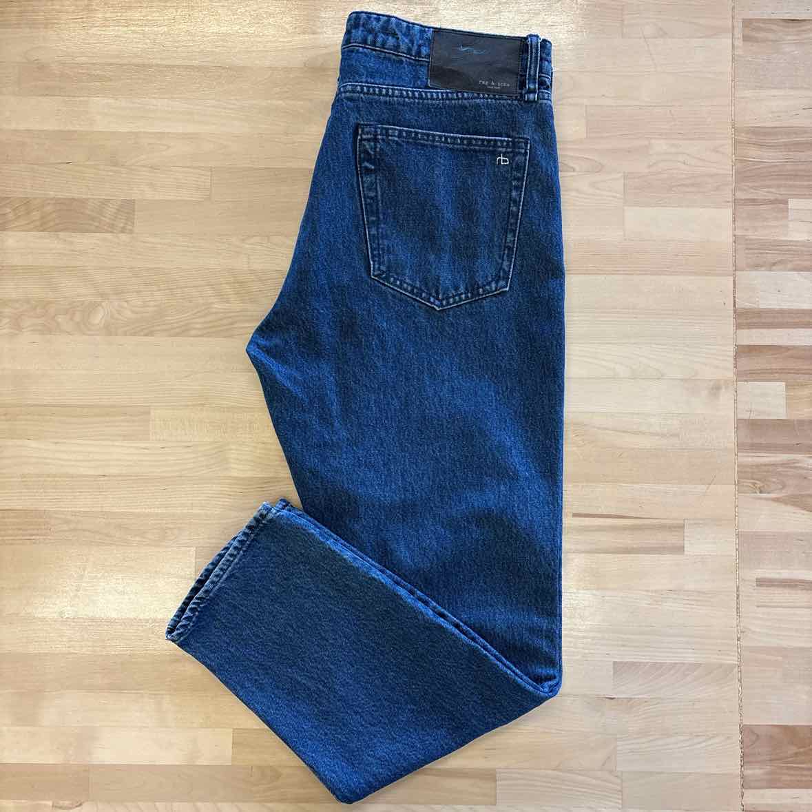 Rag & Bone Size 12 / 31 Dark BLue Rosa Mid-Rise Boyfriend Jeans