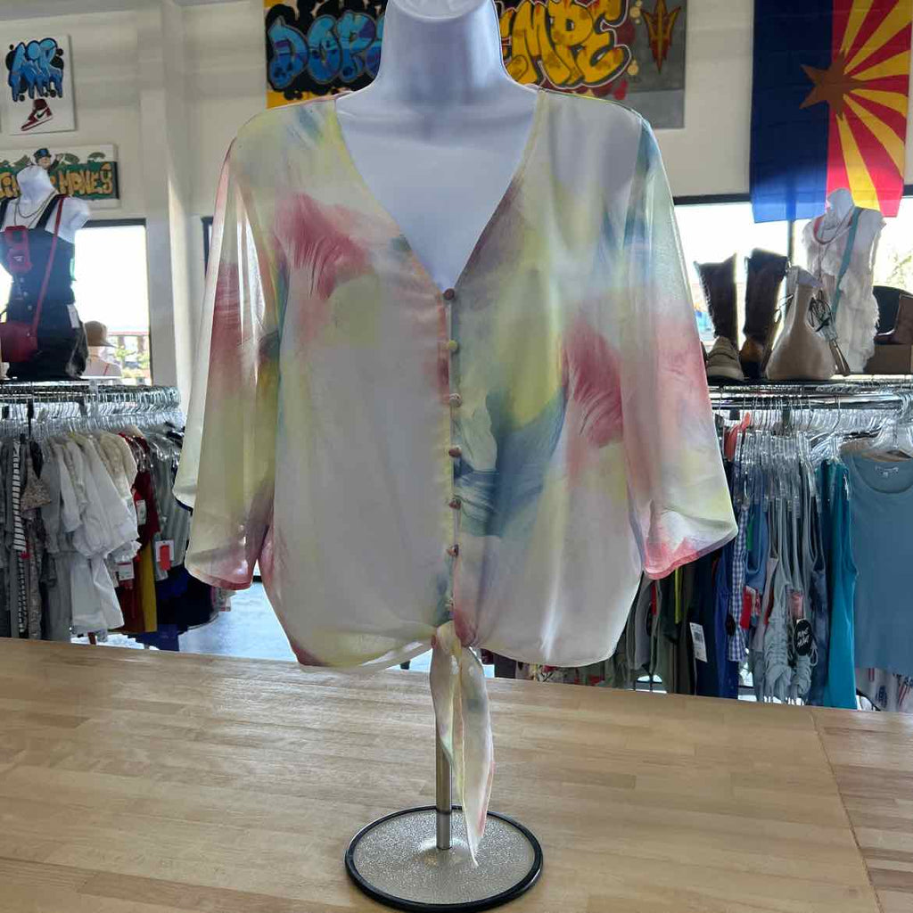 Vince Camuto Size M White Preloved Blouse LS
