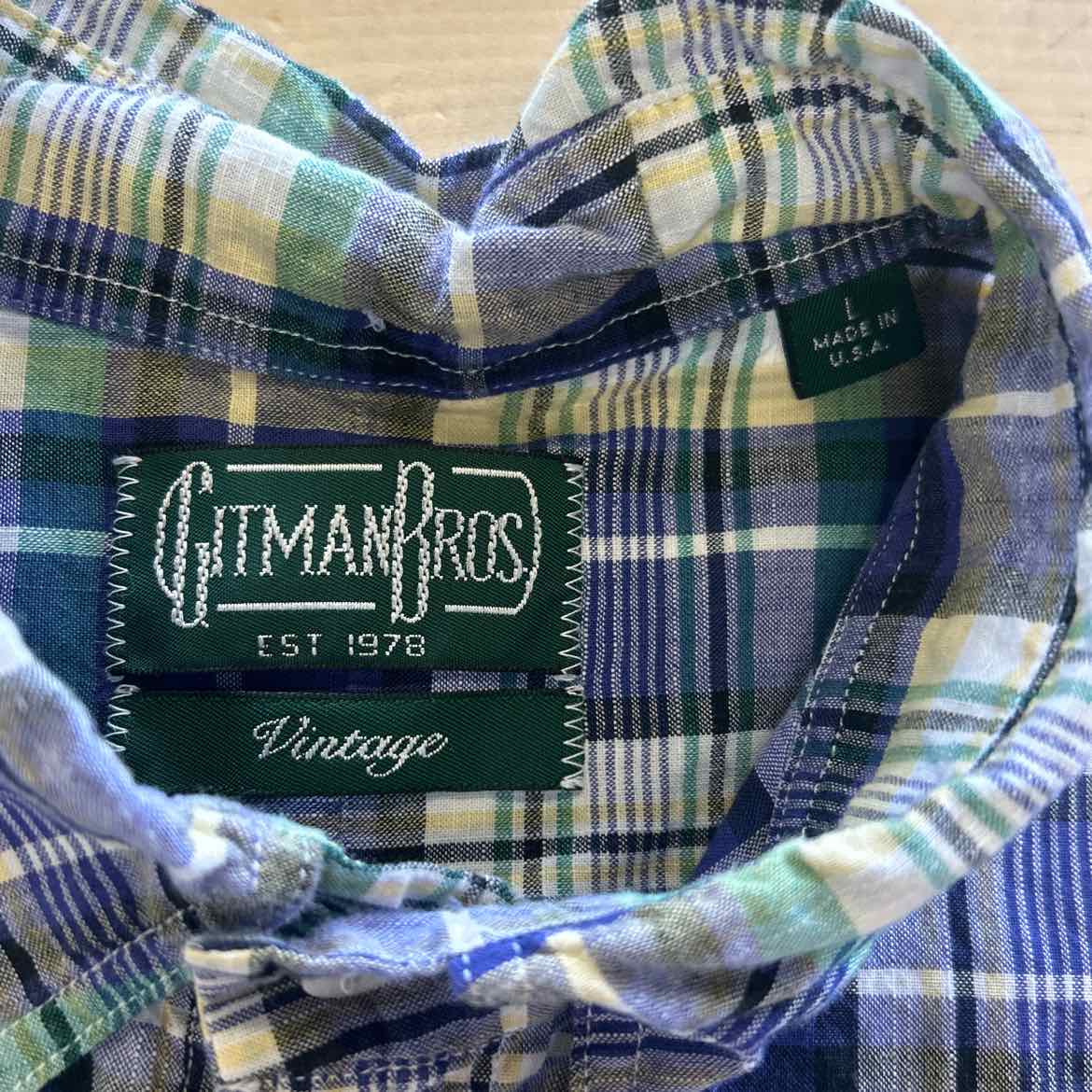 GitmanBros Size L Blue Preloved MENS Button Down Shirt