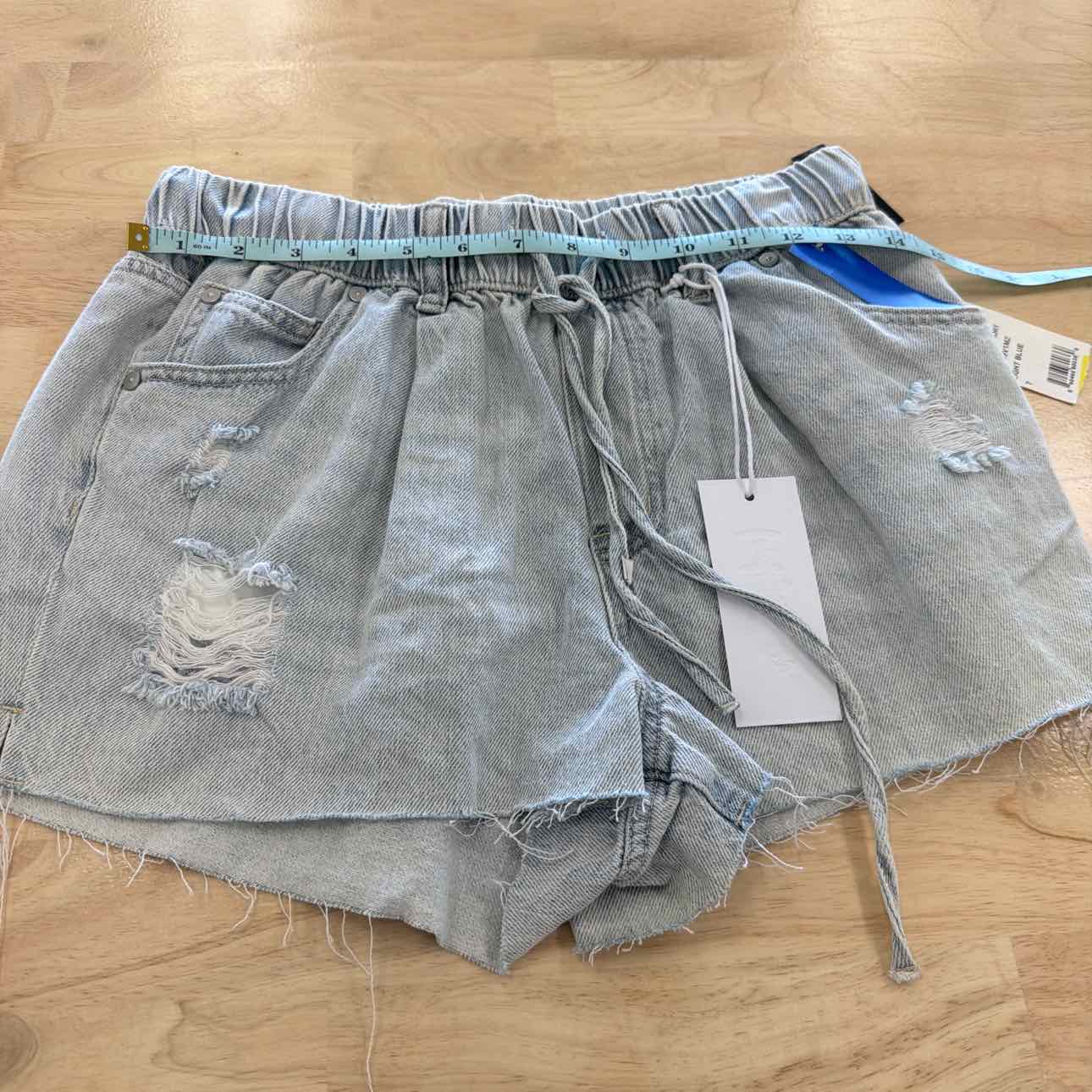 Indigo Rain Women Size 7  Blue New Shorts Distressed Drawstring Denim Shorts