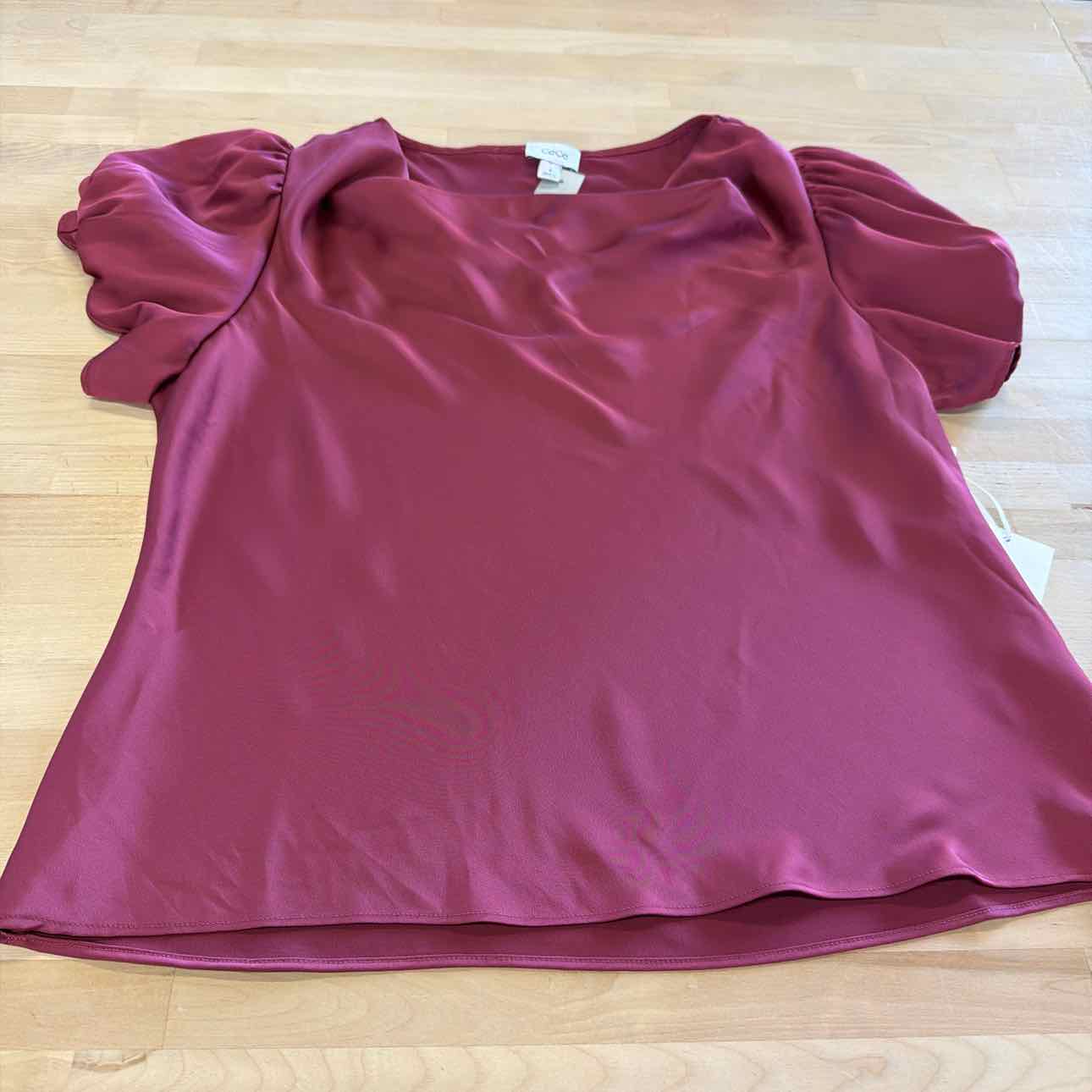 CeCe Size M Burgandy Satin New Blouse