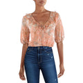 Sage the Label Size XS Peach Print Blouse NWT
