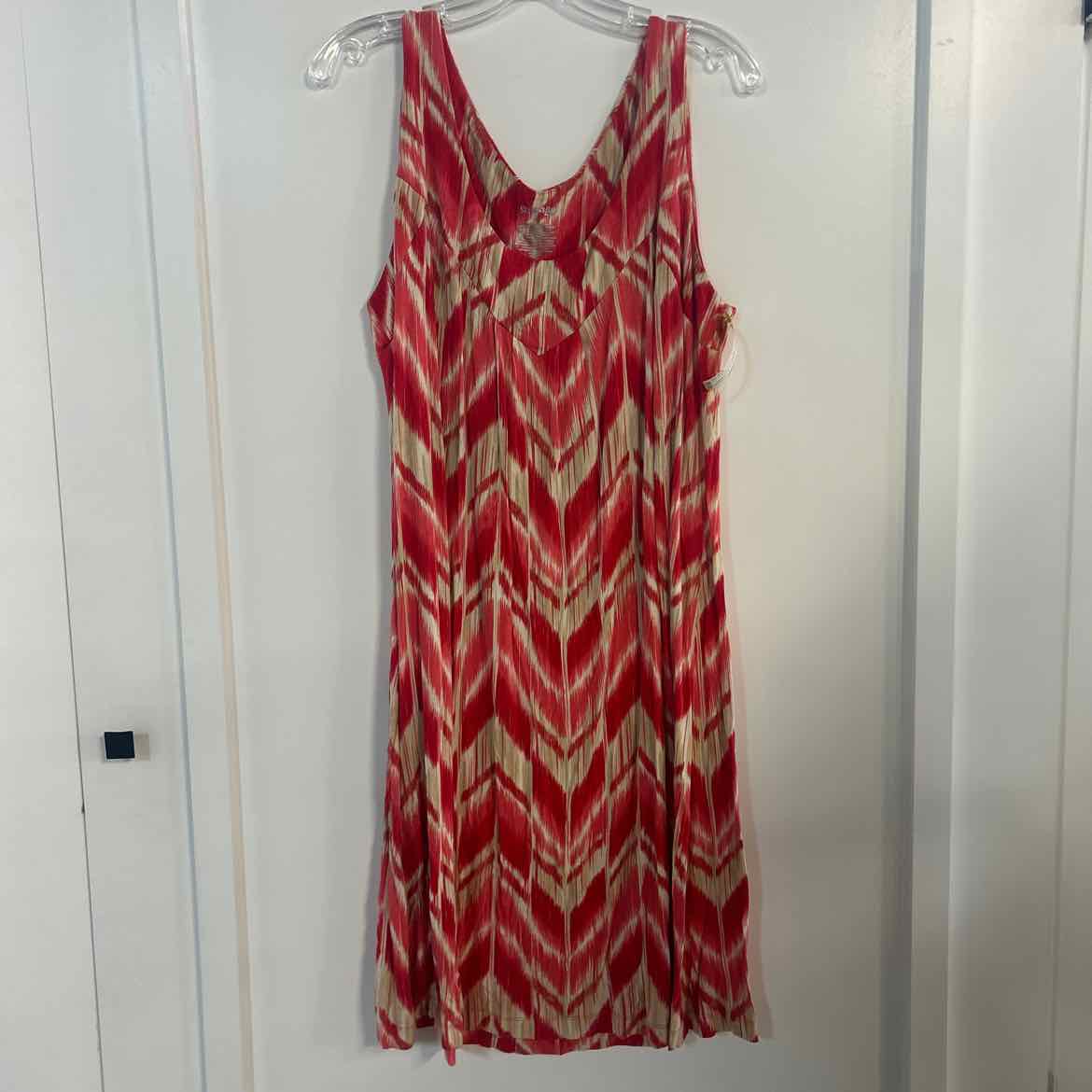 St John's Bay Size XL Red & Beige Preloved Dress