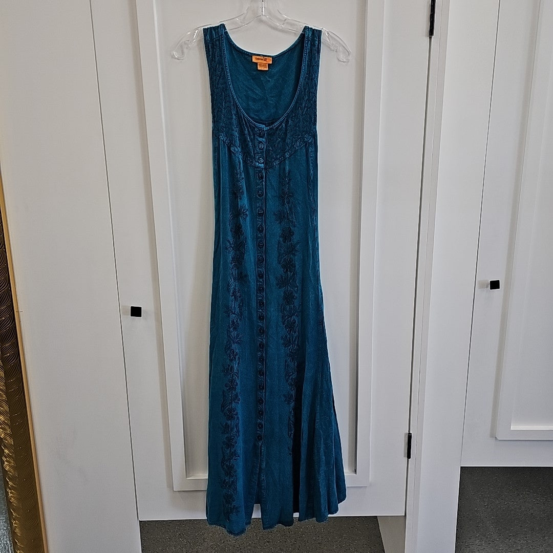 Sakkas Size L/XL Teal Maxi Tank Dress