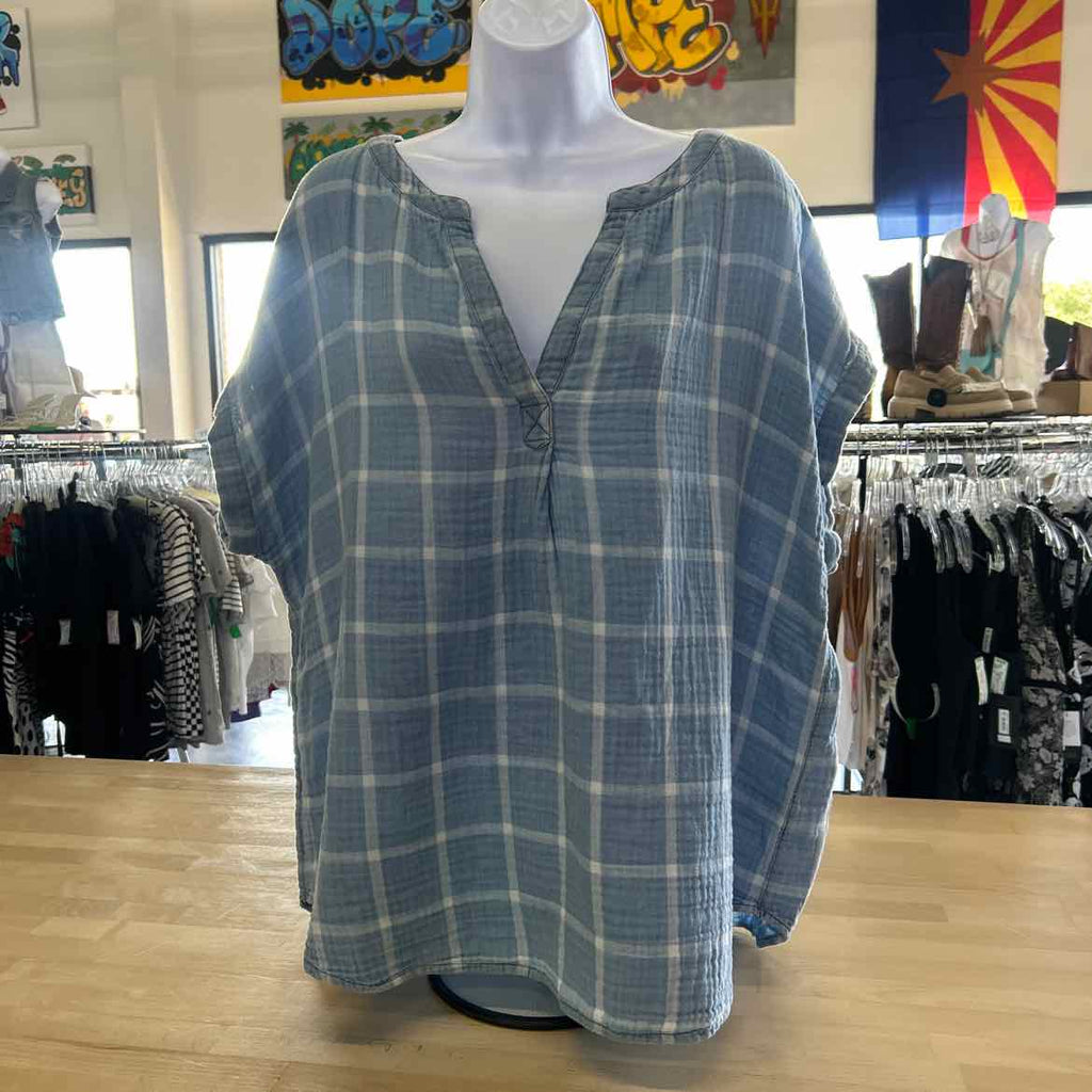 Lucky Brand Size XL Blue Preloved Blouse SS