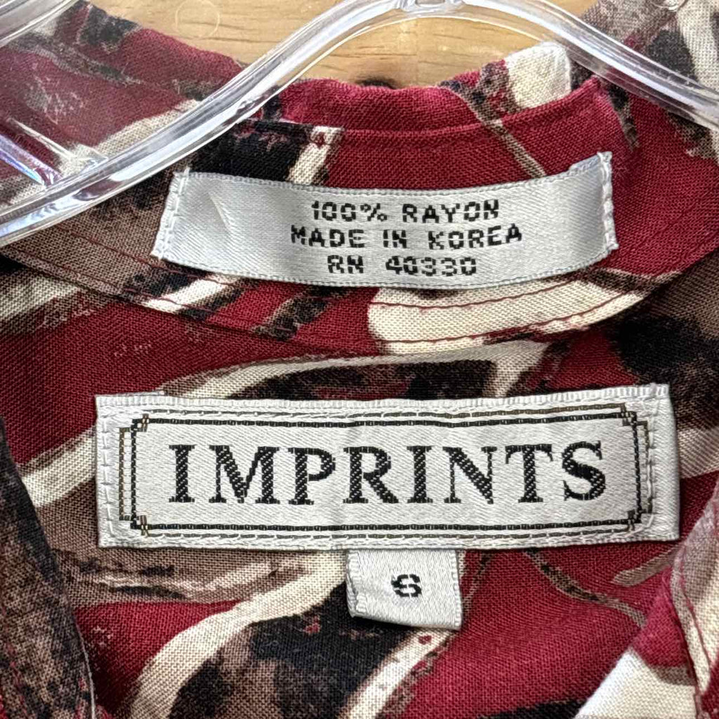 Imprints Size S Red Preloved MENS Button Down Shirt