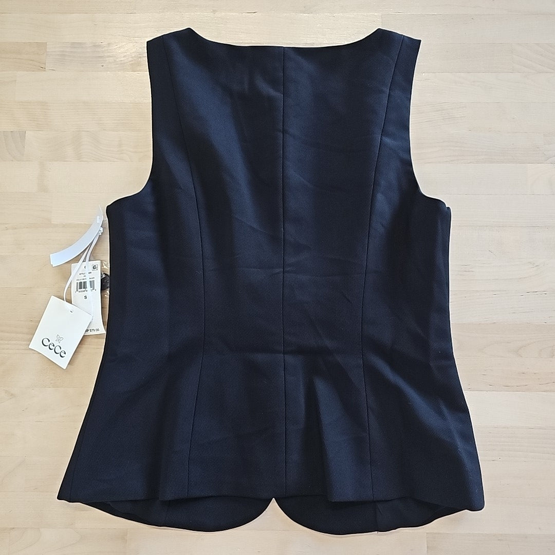 CeCe Small Black Boat Neck Vest