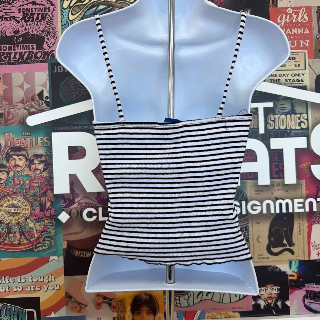 Just Polly Size XS Black White New Tank