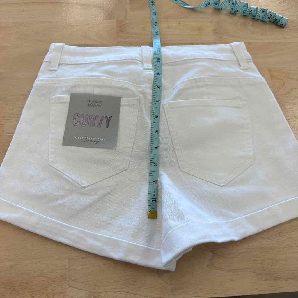 Celebrity pink Women Size 1 White New Shorts  High-Rise Curvy Denim Shorts