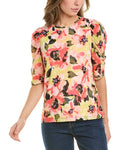 Anne Klein Size L Pink & Green Mesh New Knit Top