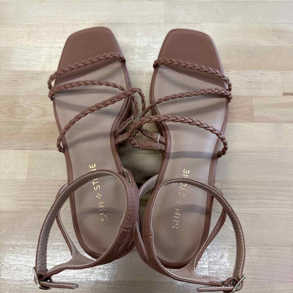 Sun + Stone Size 10 Tan Braided Strap Wedges