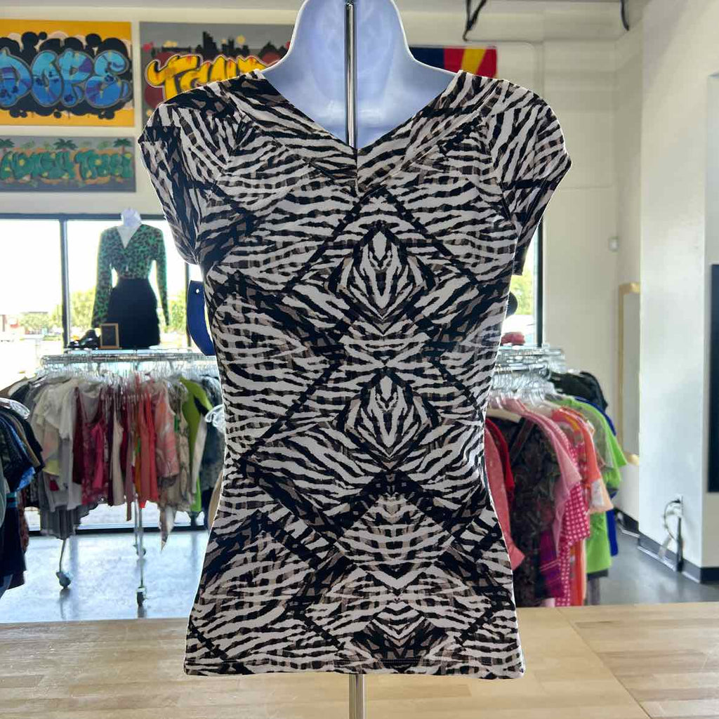 Bebe Size XS Black Brown Preloved T-Shirt SS