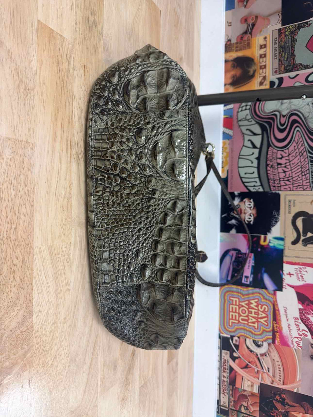 Brahmin Green Leather Preloved Handbag