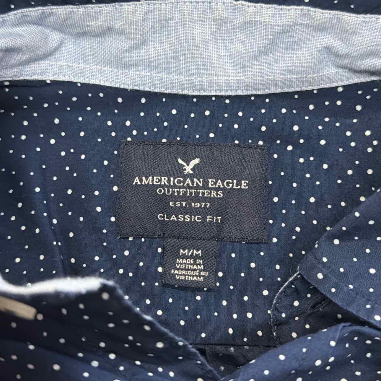 American Eagle Size M Blue Preloved MENS Button Down Shirt