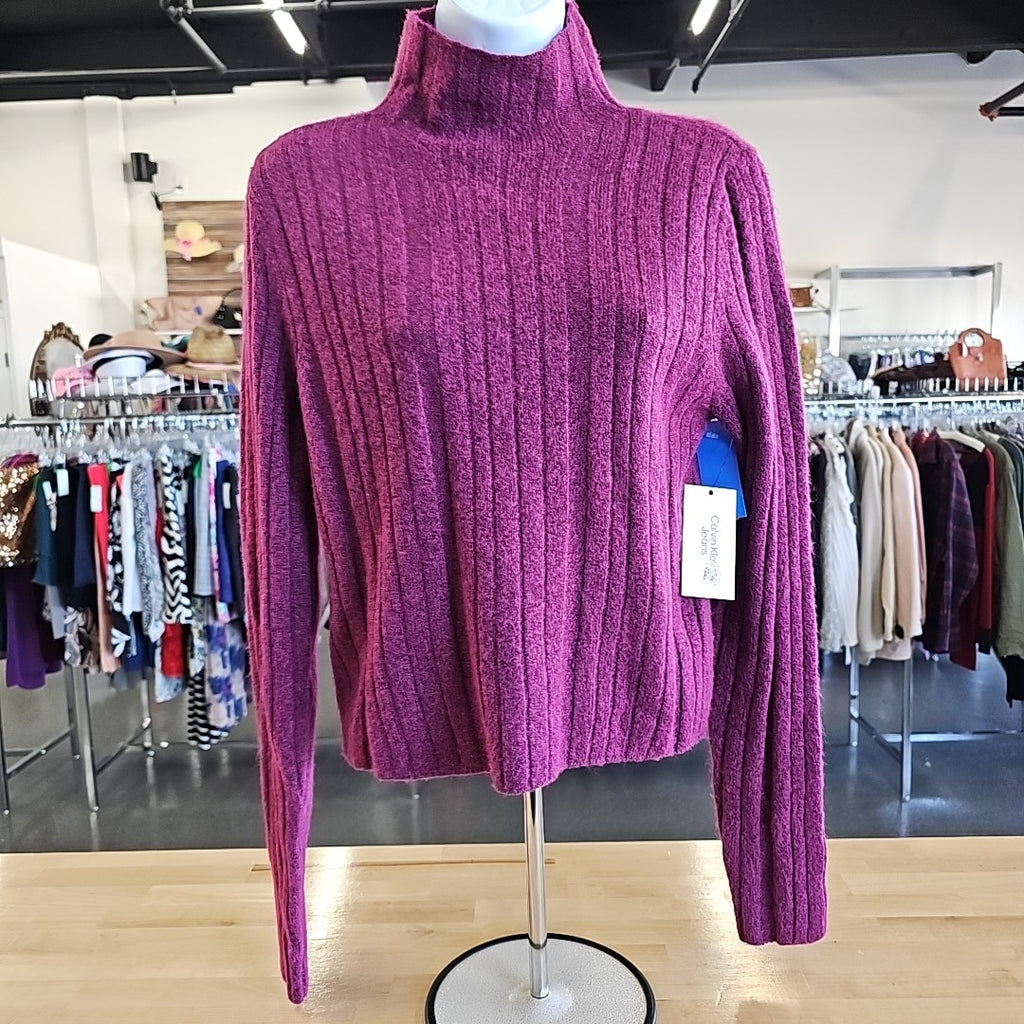 Calvin Klein Size M Purple Turtleneck