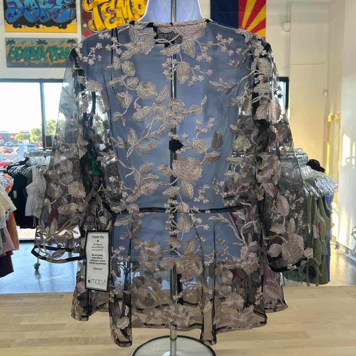 Alex Evenings Women's Printed Tulle Jacket & Top Set