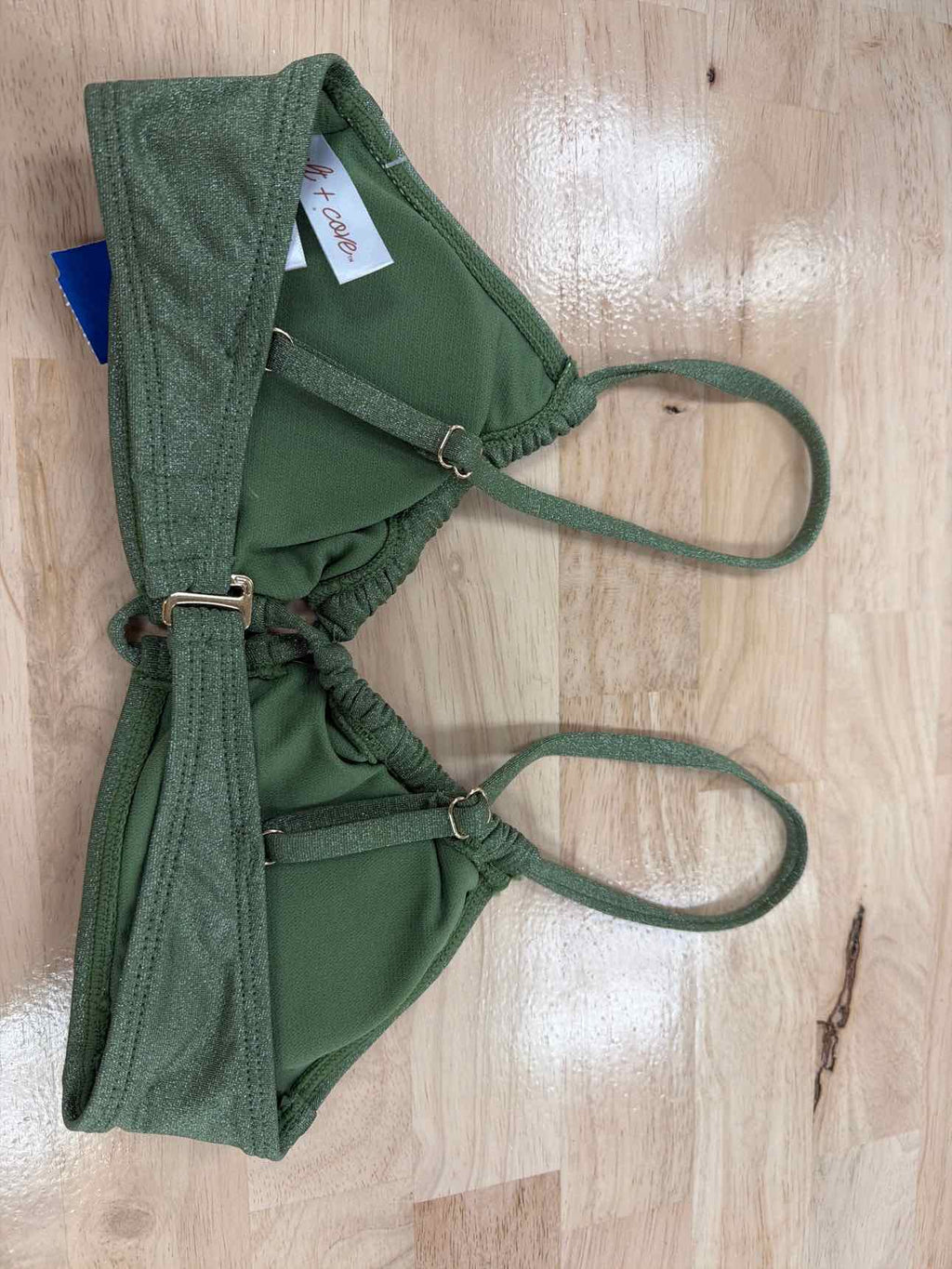 Salt + Cove Size XS Solid Lurex Twist-Front Bralette Bikini