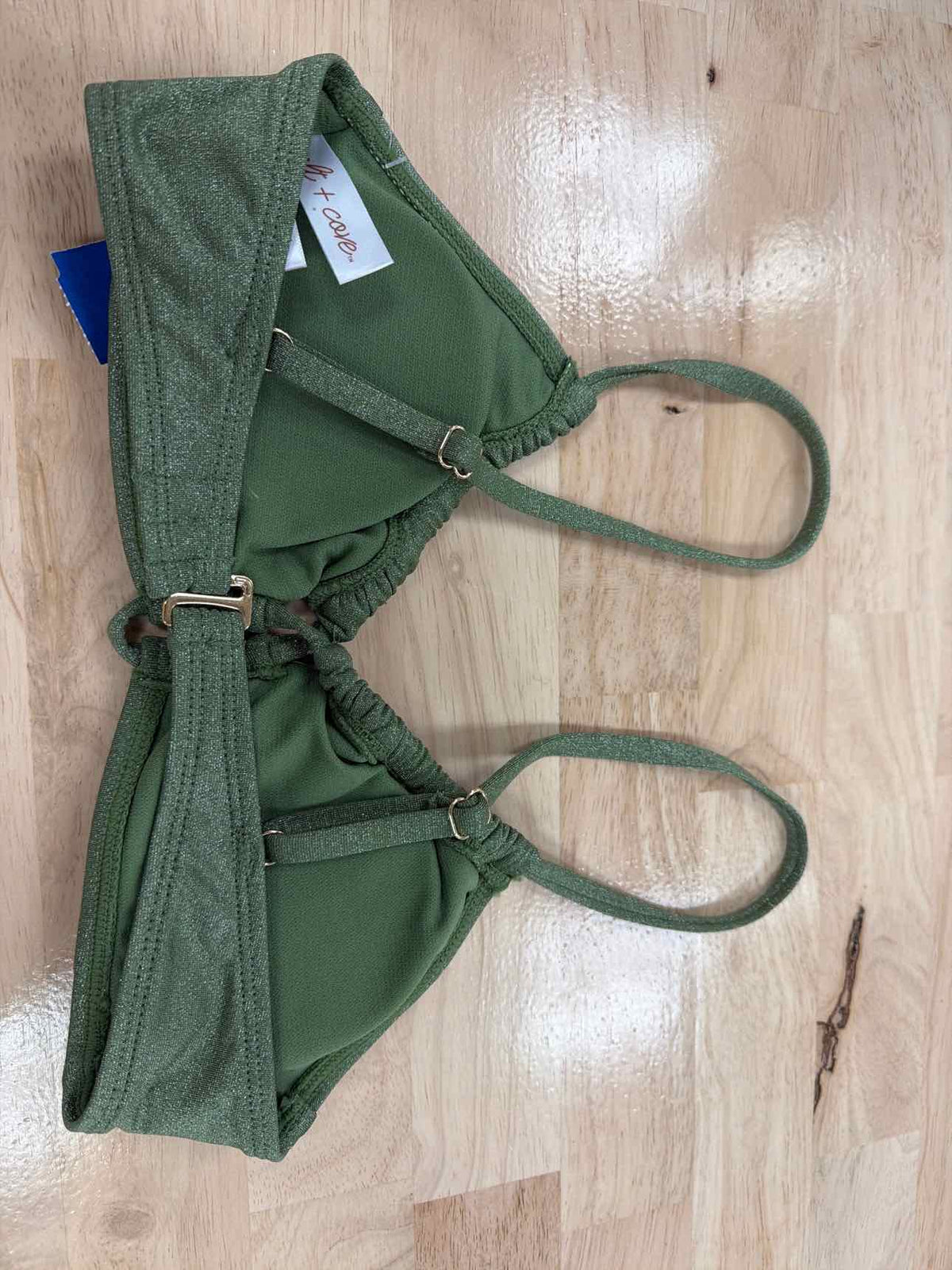 Salt + Cove Size XS Solid Lurex Twist-Front Bralette Bikini