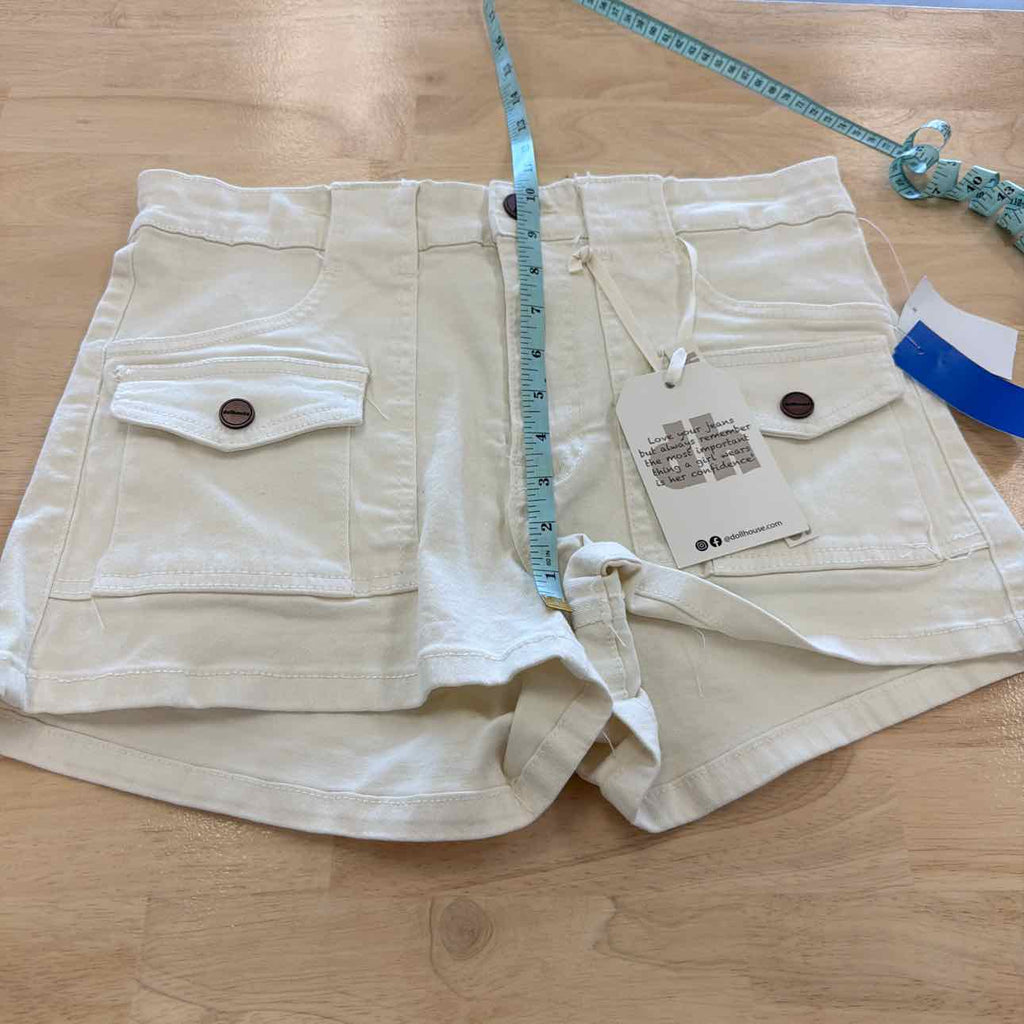 dollhouse Women Size 11/12 White New Shorts High Rise Cargo Shorts - Vanilla