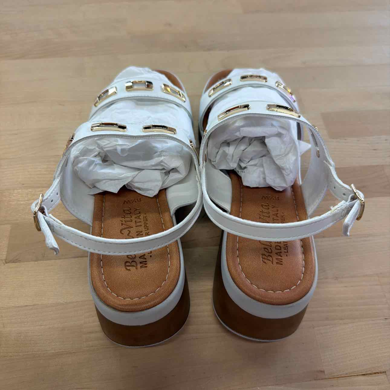 Bella Vita Women's Vic-Italy Wedge Sandals - White Leather