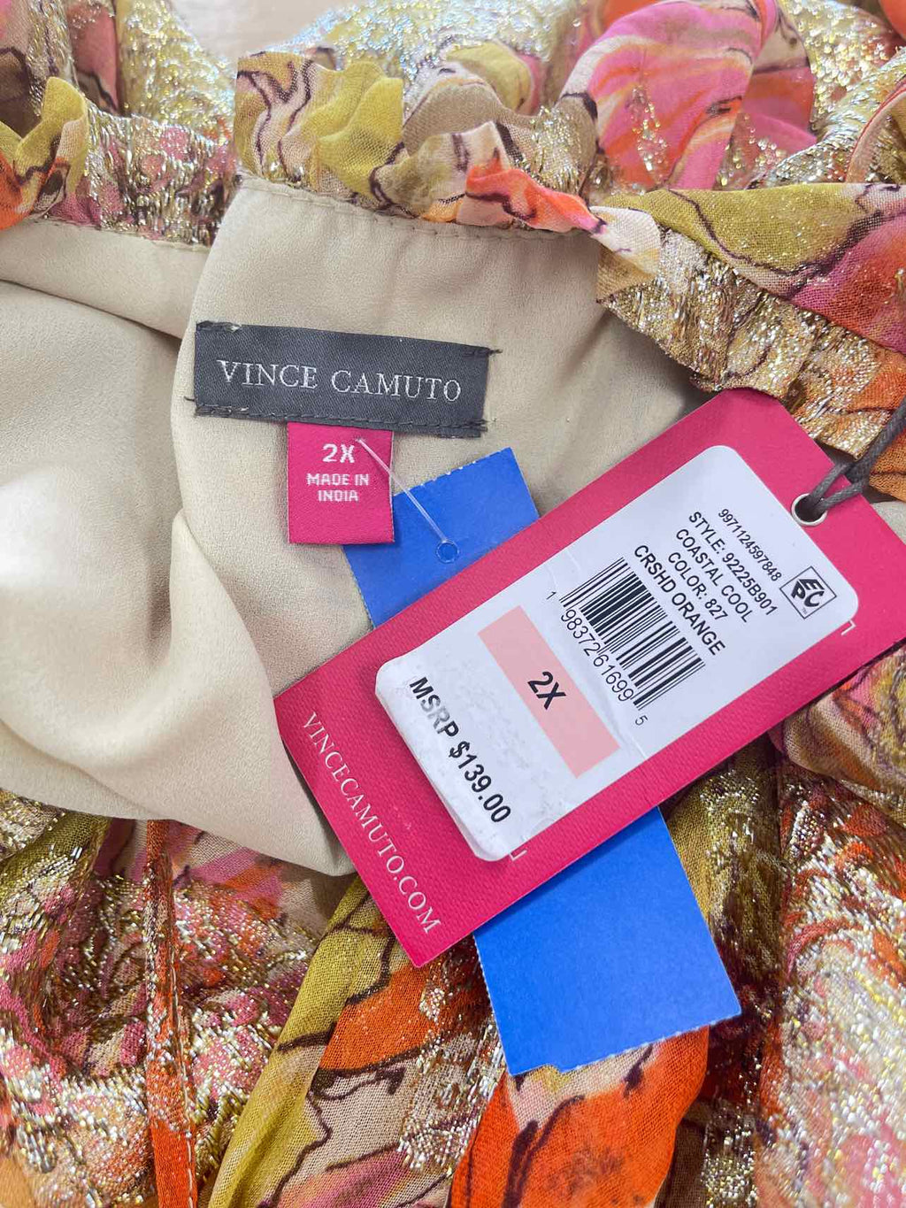 Vince Camuto Plus Size Smocked-Waist Floral Maxi Dress - Crushed Orange