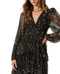 Astr the Label Women's Anora Long-Sleeve Ruffled Dress - Black Gold