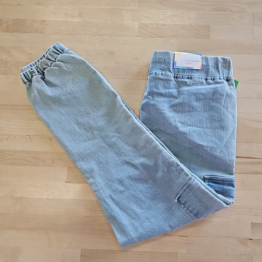 Tinseltown Juniors' High Rise Sporty Utility Jogger Pants - Light Wash - S